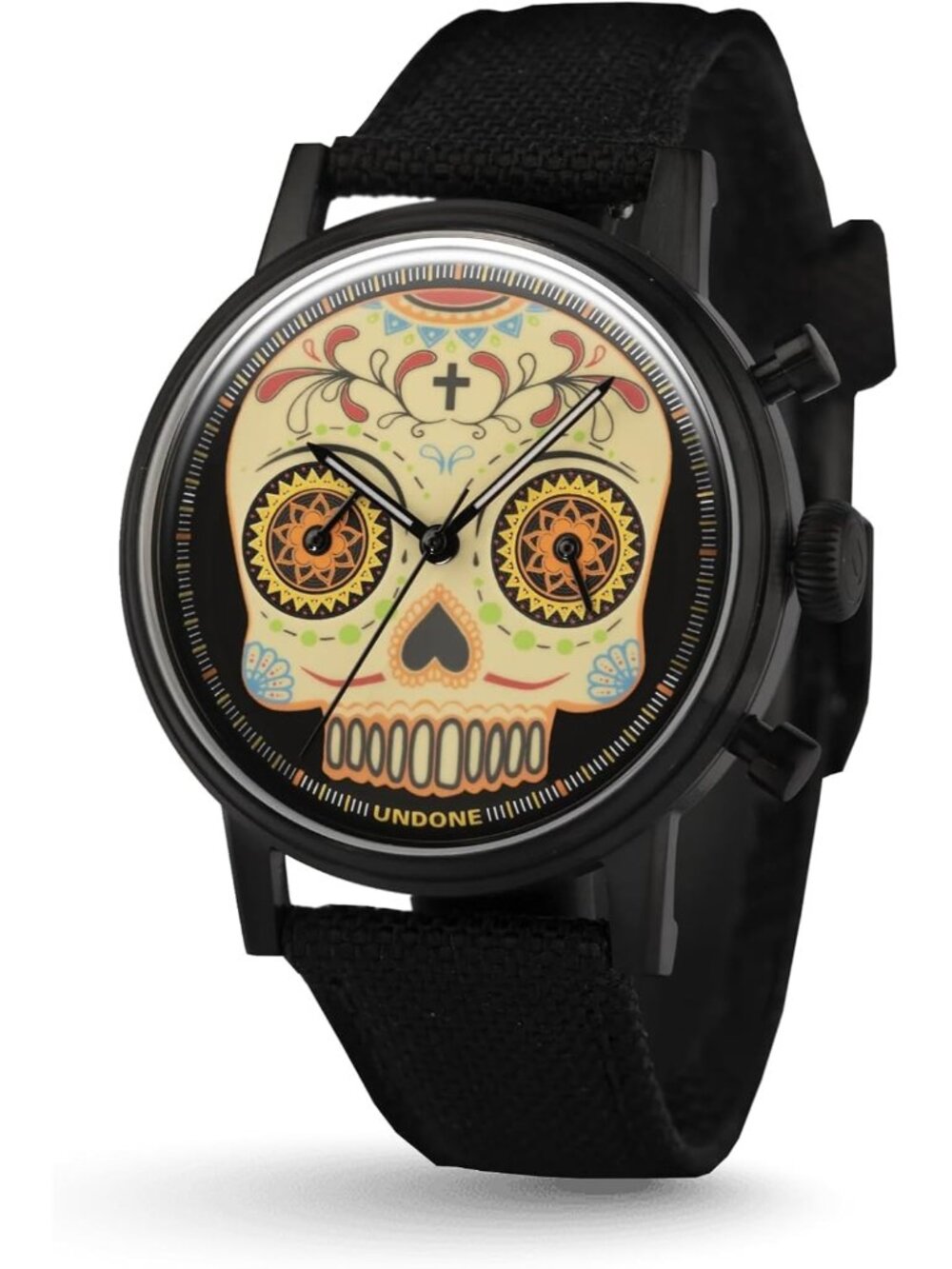 Undone Urban Collection Chronograph Mens Skeleton Dial Black Leather Strap Analo